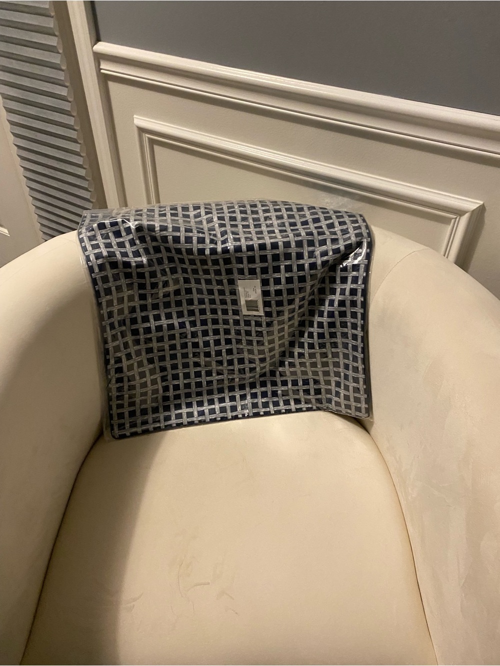 Ralph Lauren Navy Grid Decorative Pillow Sham